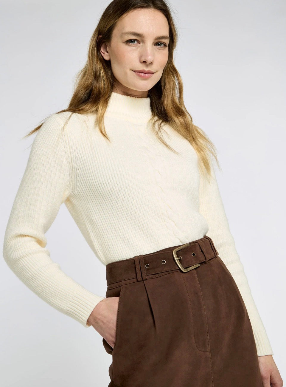 Dubarry Knelangt semsket skinnskjørt